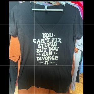 Funny vneck shirt. Screen printed. New, never worn.